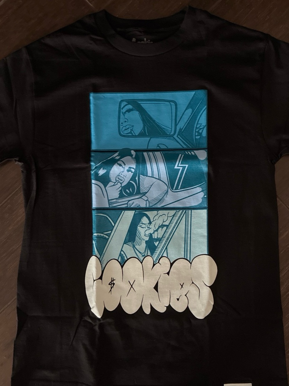Brand new without tags. Cookies Tshirt. Men’s medium.  Blue Comic Panel Design